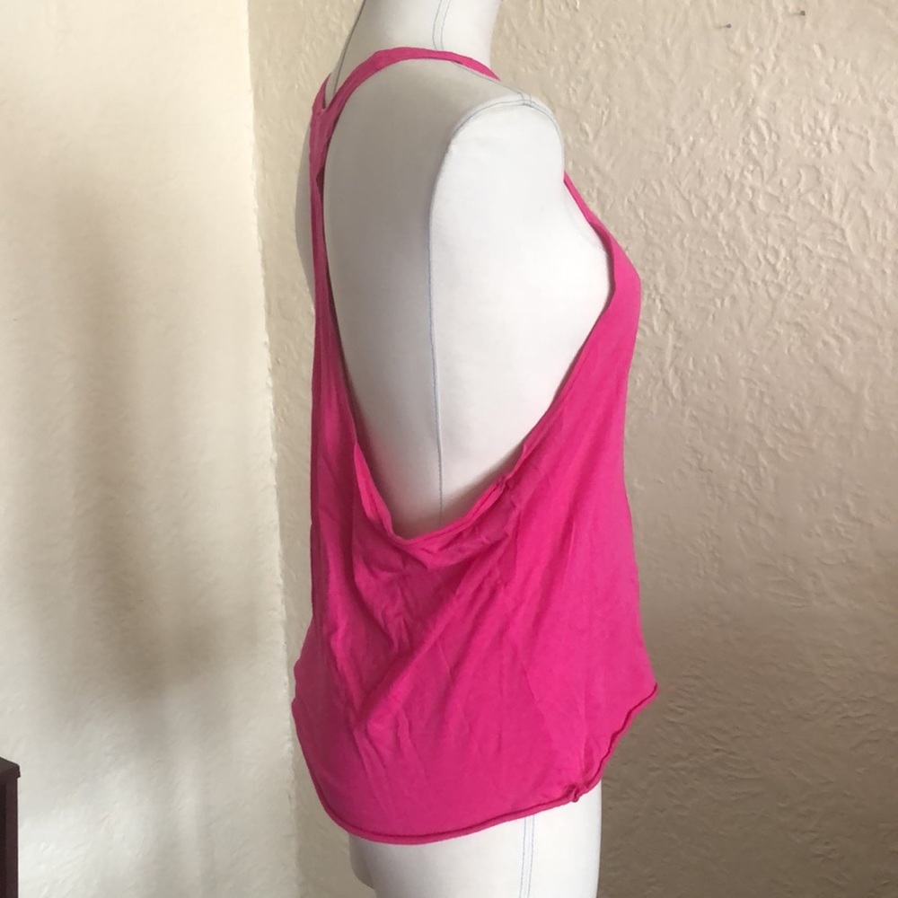 Splendid Pink Plunge Racerback Deep Arm Openings Tank Top - Picture 5 of 7